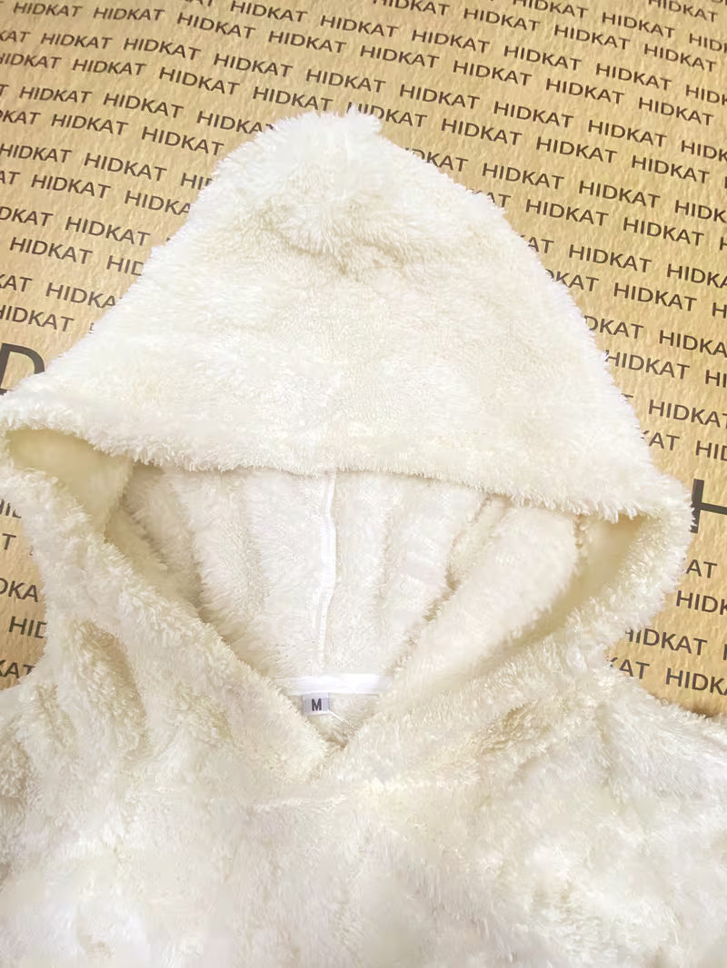 Men's Plush Jacquard Fleece Hooded Sweatshirt | Casual Loose Fit Long Sleeve with Pocket Ideal for Daily Wear by HIDKAT