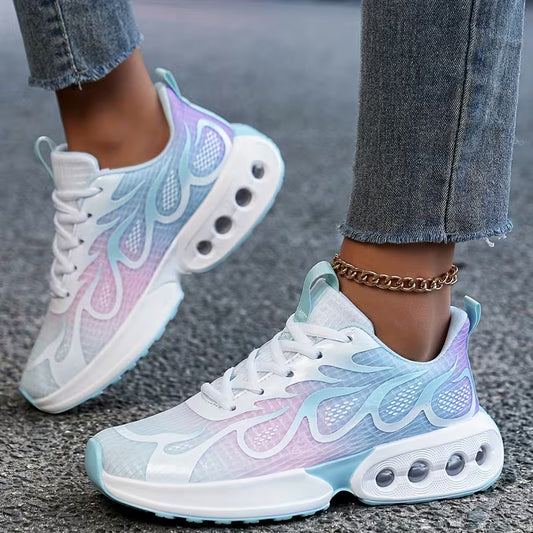 Women's Lightweight Breathable Running Shoes with EVA Cushioning - Pastel Purple to Blue Gradient Mesh Sneakers for All-Season Casual