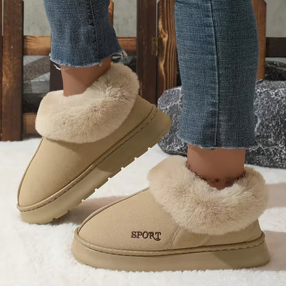 Women'S Plush Winter Shoes - Slip-On Thick Anti-Slip Sole, Soft Fabric Upper & Lining