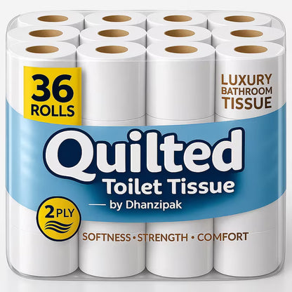Bulk Toilet Rolls 36 Pack - 2-Ply | Soft & Strong White Bathroom Tissue | Long-Lasting Value Pack for Homes, Offices & Businesses | Strong & Septic Safe | Premium Quality Toilet Paper