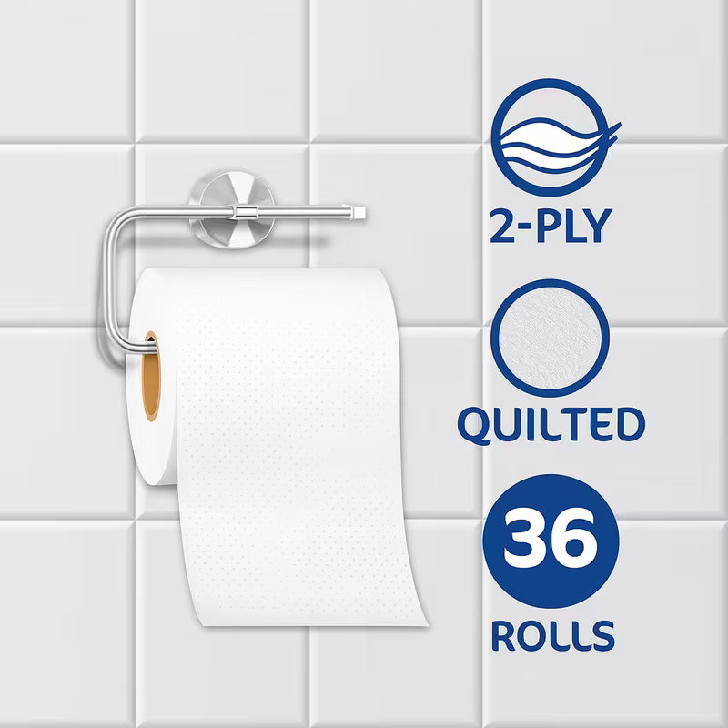 Bulk Toilet Rolls 36 Pack - 2-Ply | Soft & Strong White Bathroom Tissue | Long-Lasting Value Pack for Homes, Offices & Businesses | Strong & Septic Safe | Premium Quality Toilet Paper