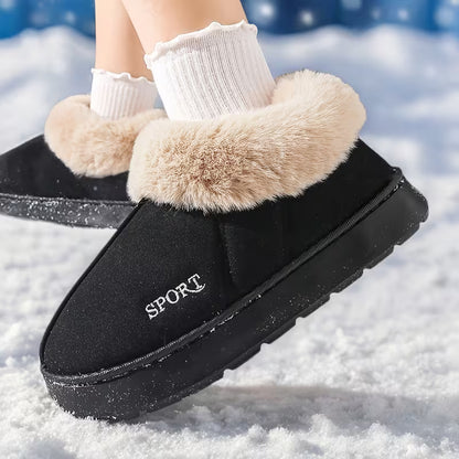Women'S Plush Winter Shoes - Slip-On Thick Anti-Slip Sole, Soft Fabric Upper & Lining