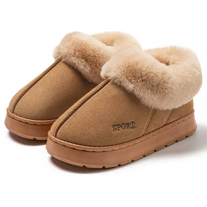 Women'S Plush Winter Shoes - Slip-On Thick Anti-Slip Sole, Soft Fabric Upper & Lining